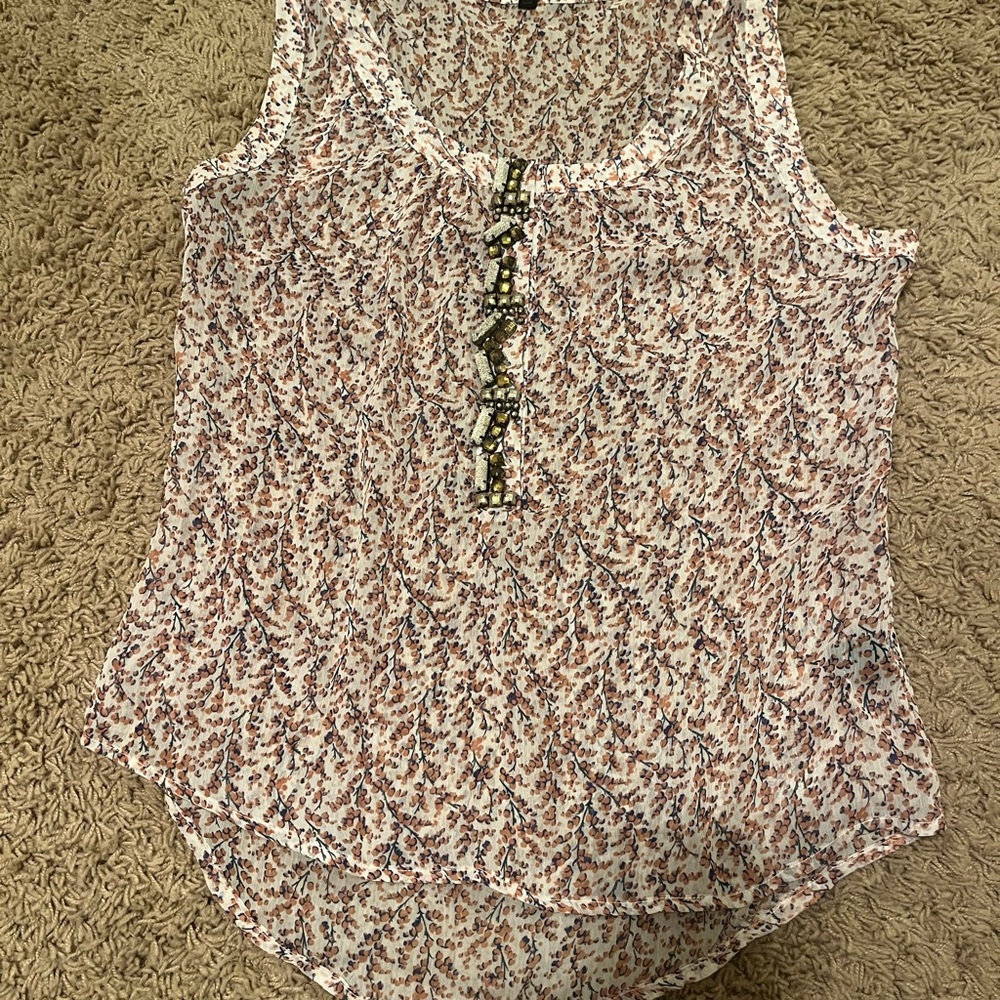 Lucca Couture White and Pink Patterned floral Blouse